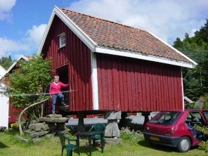 Foto van stabbur op Sandnes Naturcamp in Mandal in Noorwegen