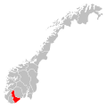 kaartje van provincie Aust-Agder in Noorwegen