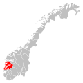 Kaart van de provincie Hordaland in Noorwegen