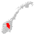 Kaart van de provincie Oppland in Noorwegen