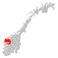 kaartje van provincie Sogn og Fjordane in Noorwegen
