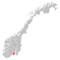 Kaart van de provincie Vestfold in Noorwegen