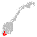 Kaart van de regio Zuid-Noorwegen