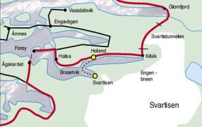 Kaart met locatie Engenbreen in Noorwegen
