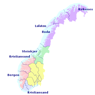 Landkaart van Noorwegen