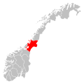 Kaart van de provincie Nord-Trøndelag in Noorwegen