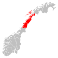 Kaart van de provincie Nordland in Noorwegen