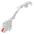 Kaart van de provincie Rogaland in Noorwegen