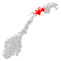 Kaart van de provincie Troms in Noorwegen