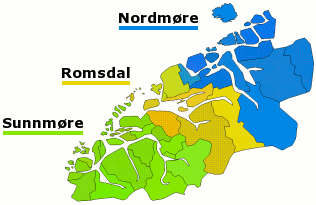 Plaatje van kaartje met districten in provincie Møre og Romsdal in Noorwegen