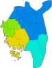 Plaatje van kaartje met districten in Østfold in Noorwegen