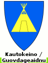 Plaatje van gemeentewapen Kautokeino (= Noors) of Guovdageaidnu (= Samisch)